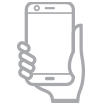 hand holding mobile device icon